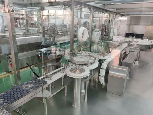 30-500ml 유리 및 플라스틱 병용 고급 안전 커버가 있는 완전 자동 바이알 액체 충전 라인